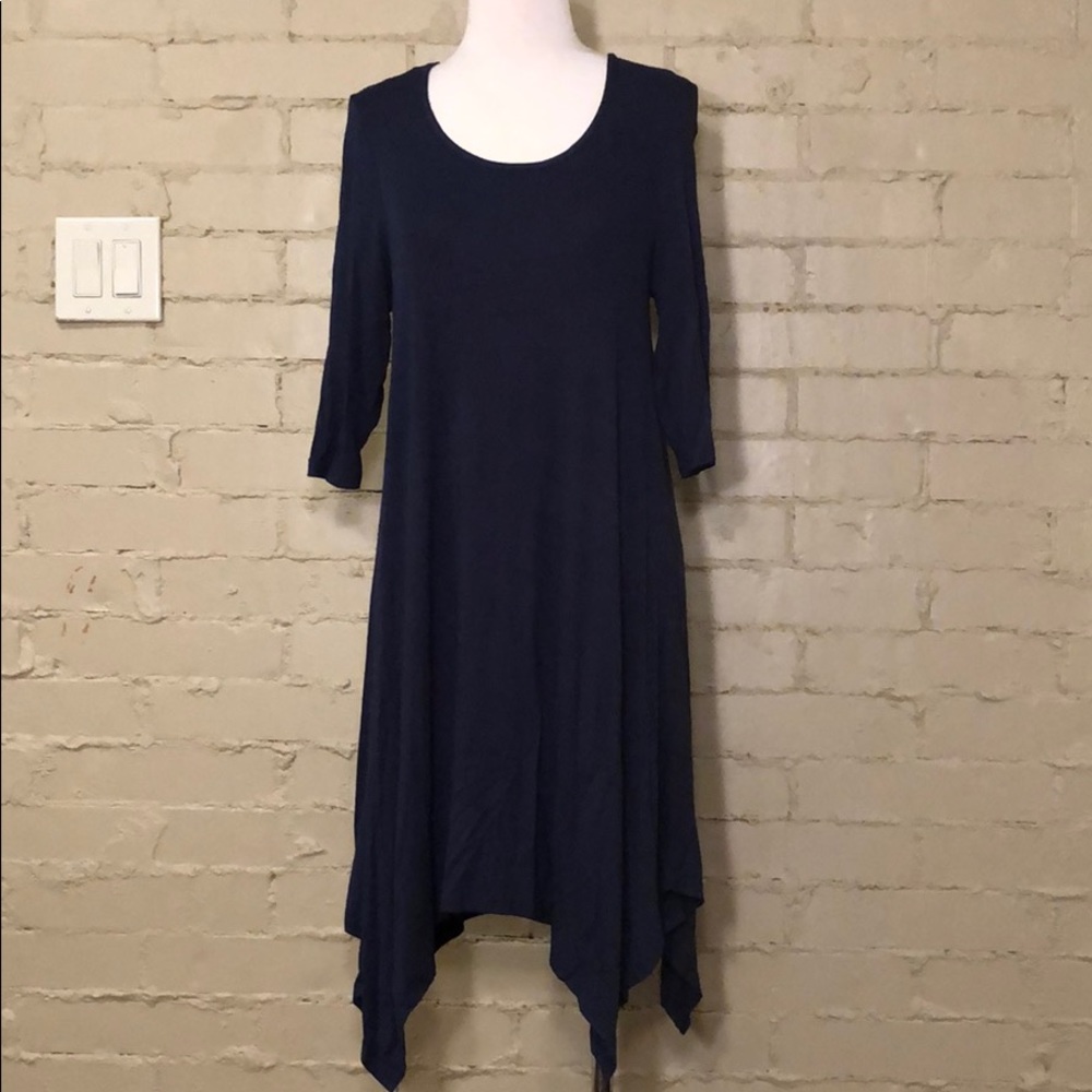Long Sleeve Navy Rue 21 Sharkbite Dress. Size M.